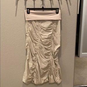 Khaki long ruched skirt